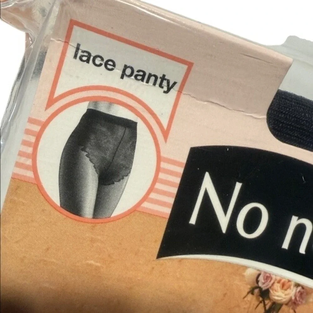 No nonsense Almost Bare Pantyhose Women Almost Black Sheer Lace Panty IM4 Size B